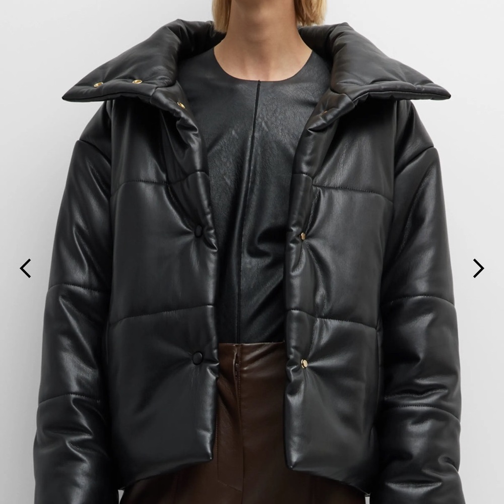 NANUSHKA Black Leather Puffer Jacket